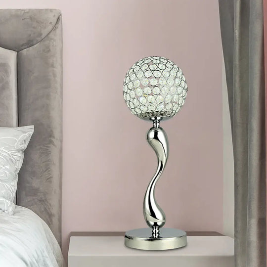 Mara - Contemporary Crystal Led Chrome Nightstand Lamp