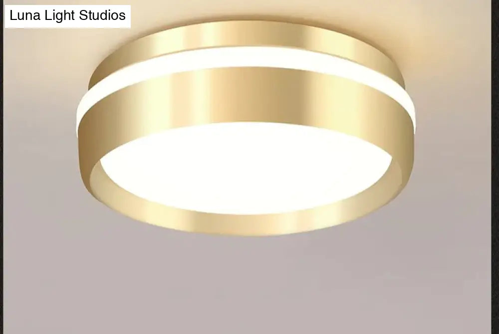 Mara-Modern Minimalist Gateway Round Gold Led Small Ceiling Lamp Golden / 12W Warm Light