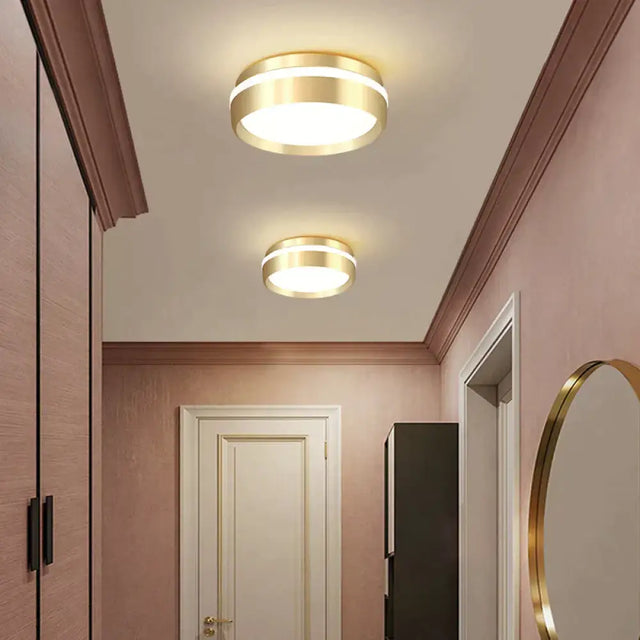 Mara-Modern Minimalist Gateway Round Gold LED Small Ceiling Lamp Ceiling