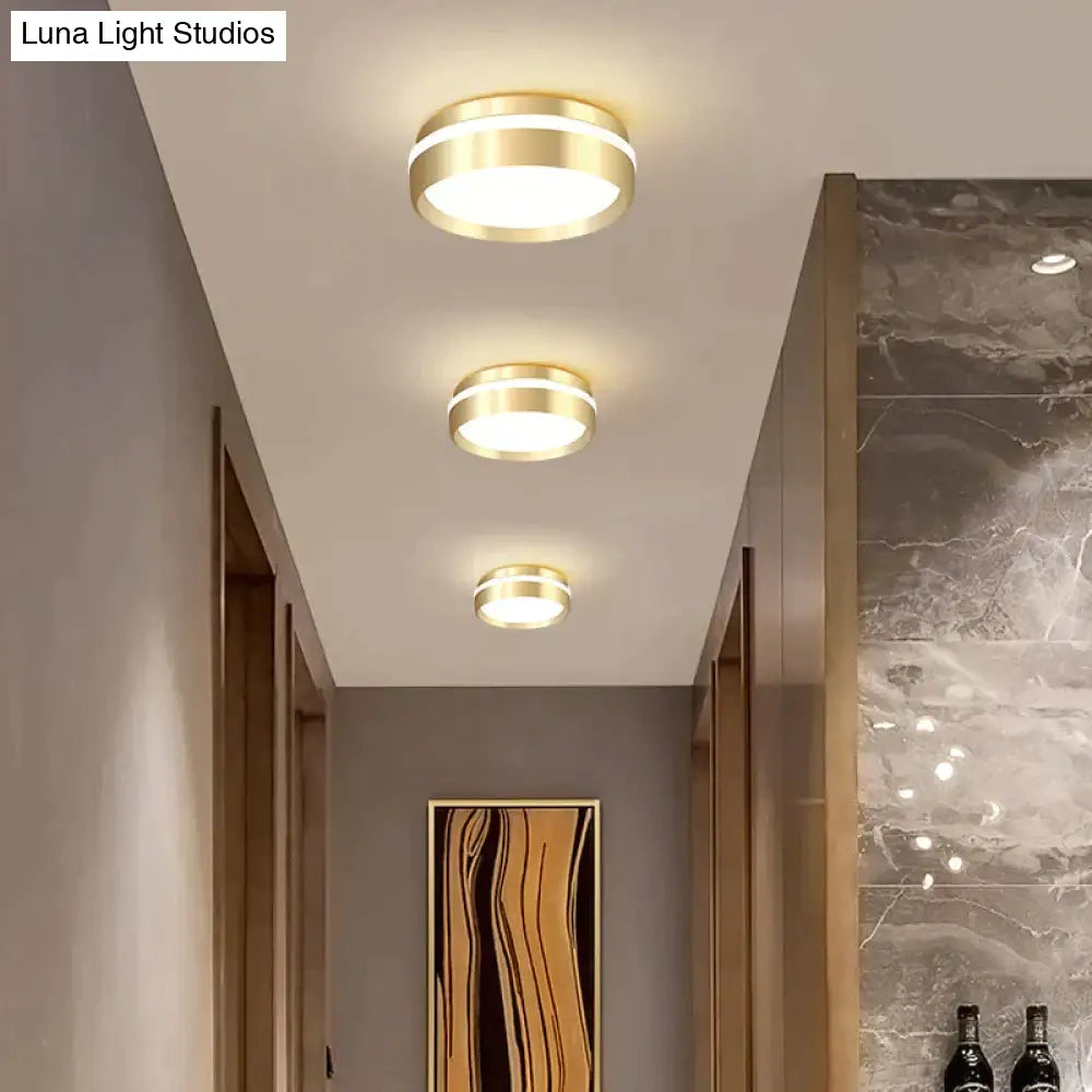 Mara-Modern Minimalist Gateway Round Gold LED Small Ceiling Lamp Ceiling