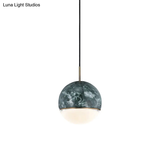 Simplicity Marble Dome Pendant Light For Dining Room - Single Bulb Suspension Fixture Green / 4