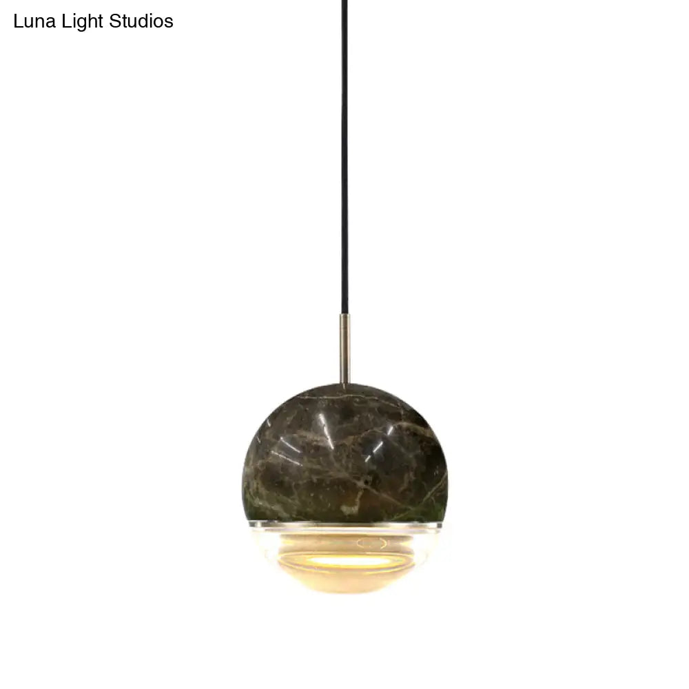 Simplicity Marble Dome Pendant Light For Dining Room - Single Bulb Suspension Fixture Coffee / 6