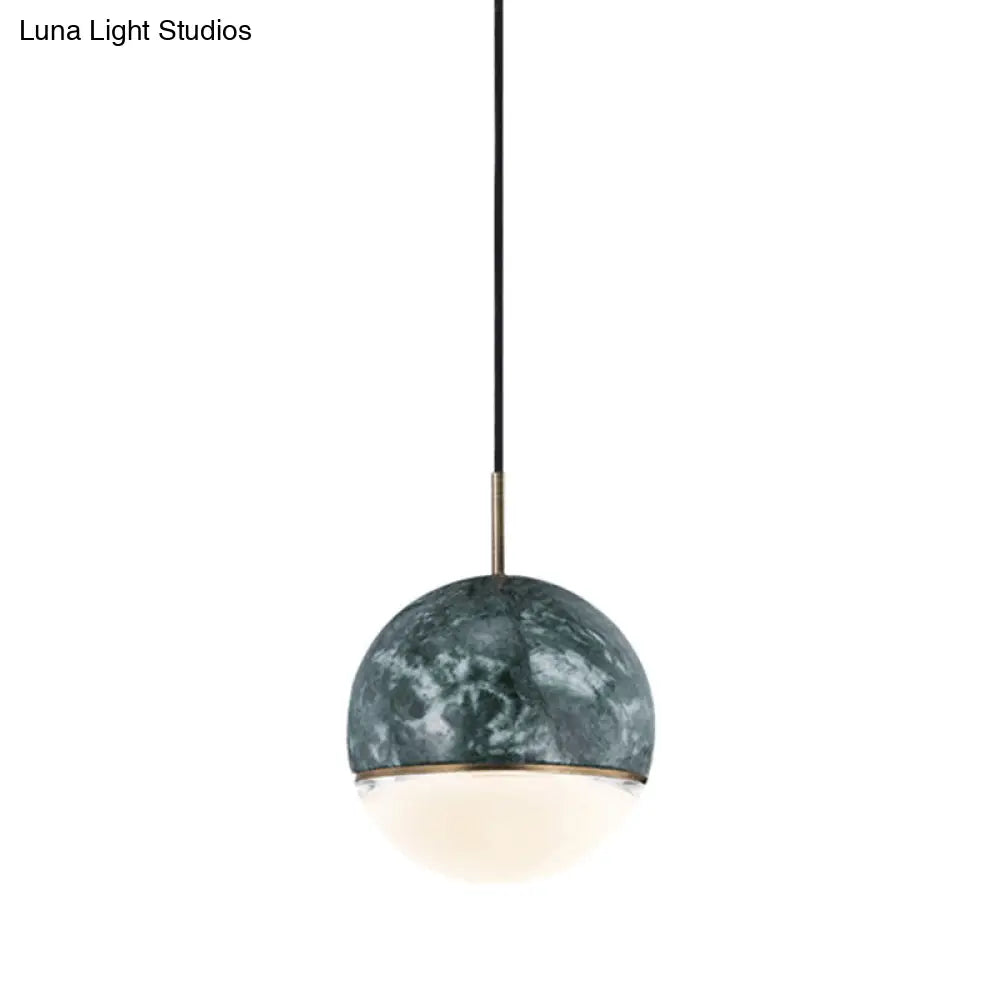 Simplicity Marble Dome Pendant Light For Dining Room - Single Bulb Suspension Fixture Green / 6