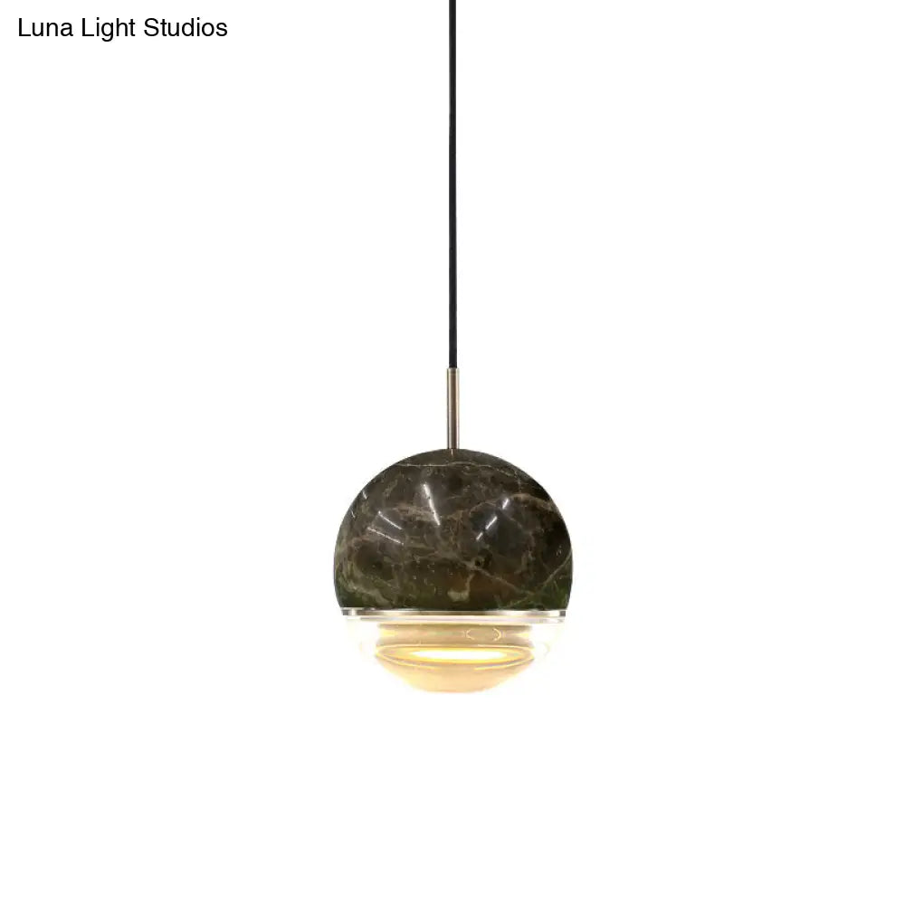 Simplicity Marble Dome Pendant Light For Dining Room - Single Bulb Suspension Fixture Coffee / 4