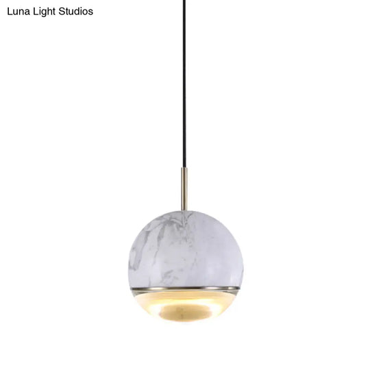 Simplicity Marble Dome Pendant Light For Dining Room - Single Bulb Suspension Fixture White / 6