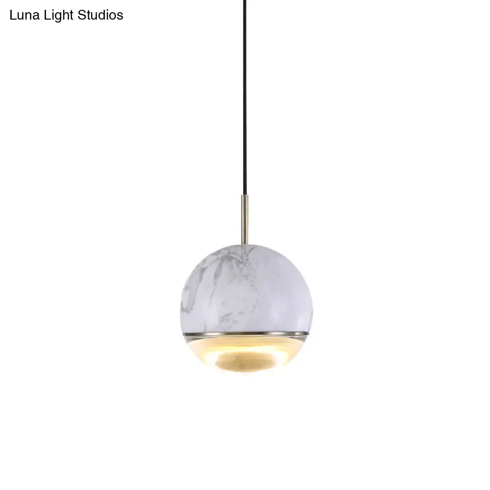 Simplicity Marble Dome Pendant Light For Dining Room - Single Bulb Suspension Fixture White / 4