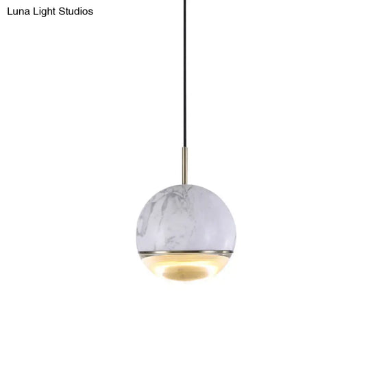 Simplicity Marble Dome Pendant Light For Dining Room - Single Bulb Suspension Fixture White / 4