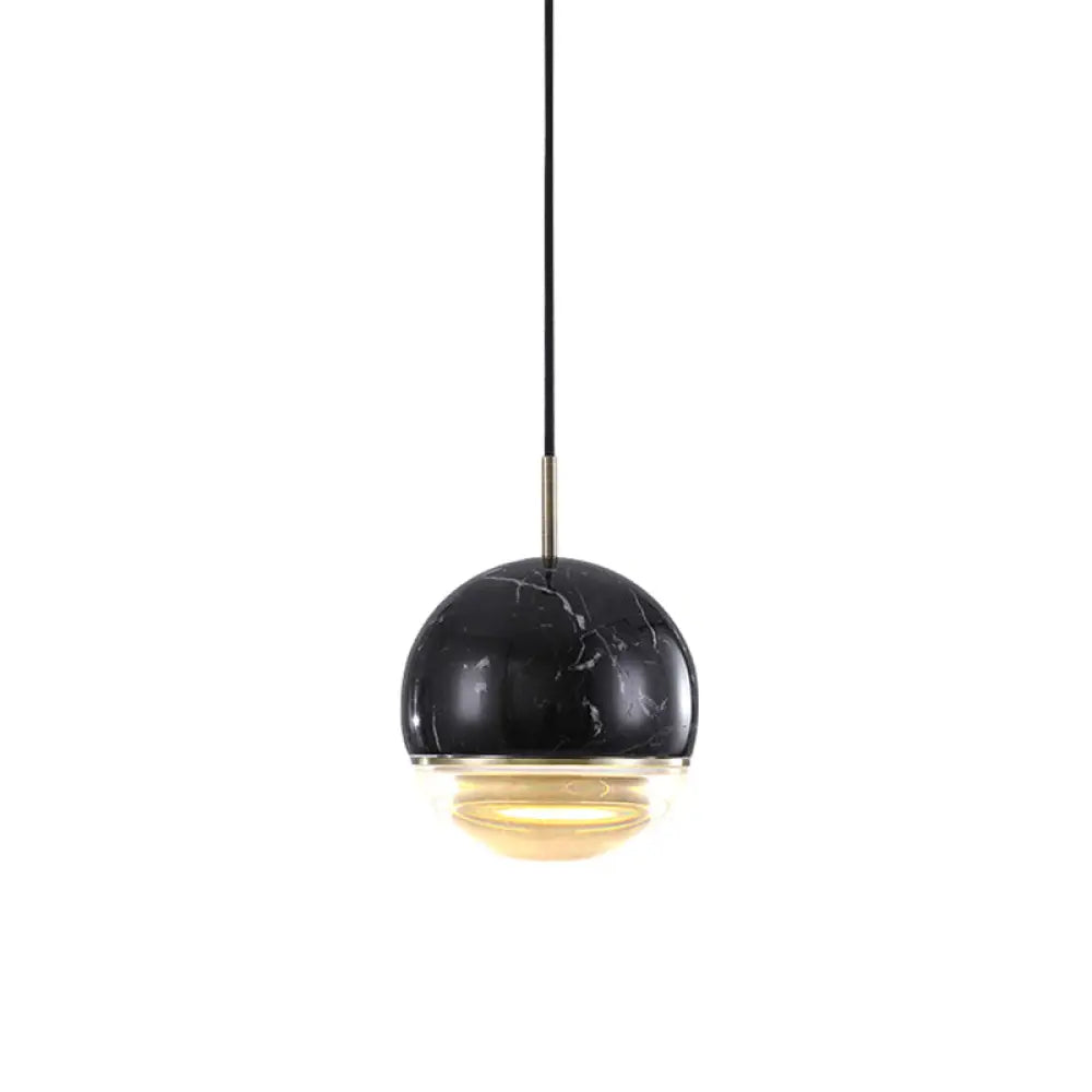 Marble Dome Pendant Light - Elegant Single-Bulb Suspension For Dining Room Black / 4’