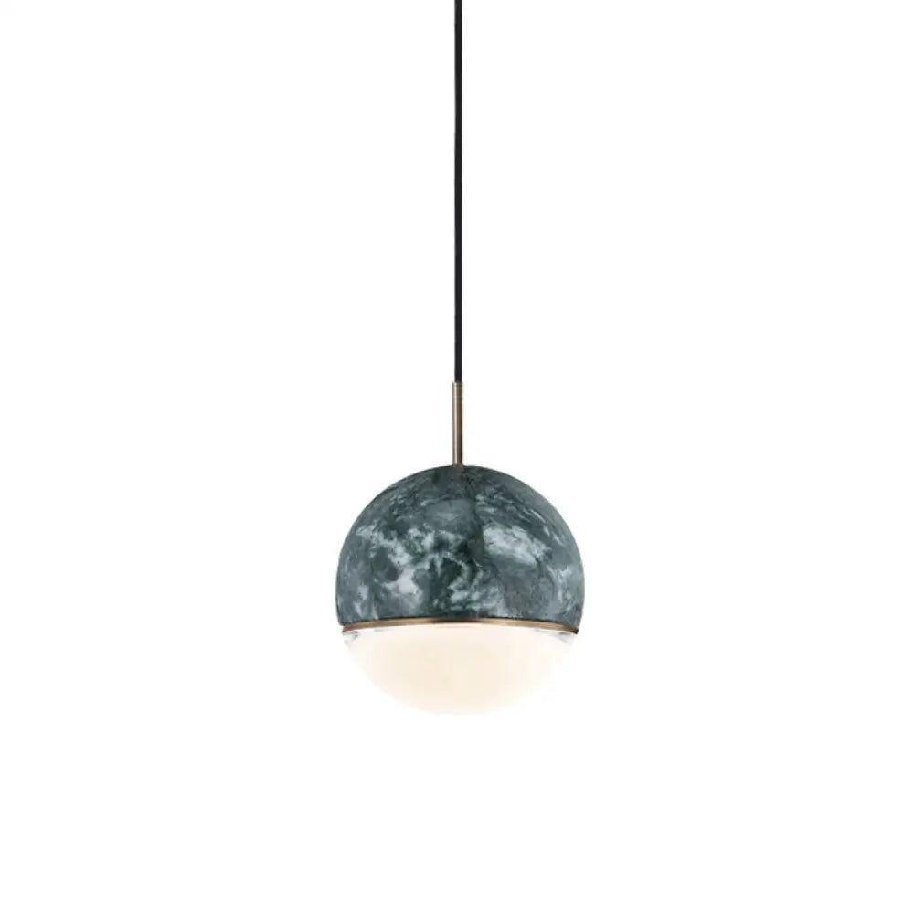 Marble Dome Pendant Light - Elegant Single-Bulb Suspension For Dining Room Green / 4’