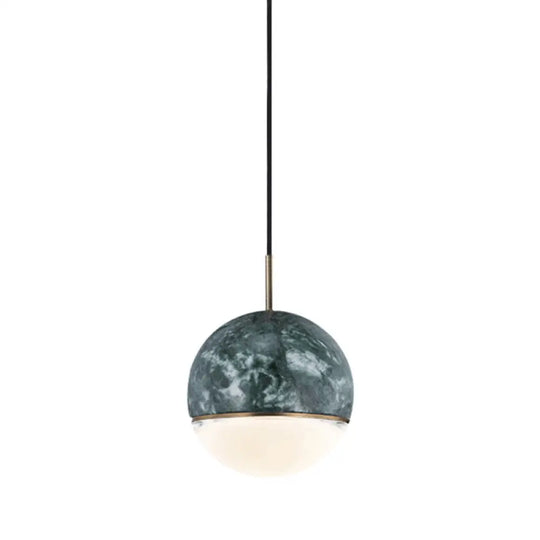 Marble Dome Pendant Light - Elegant Single-Bulb Suspension For Dining Room Green / 6’