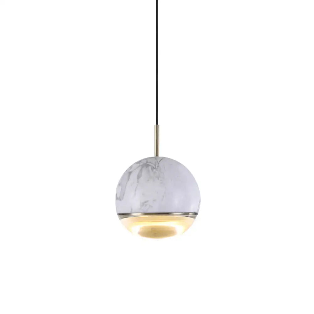 Marble Dome Pendant Light - Elegant Single-Bulb Suspension For Dining Room White / 4’