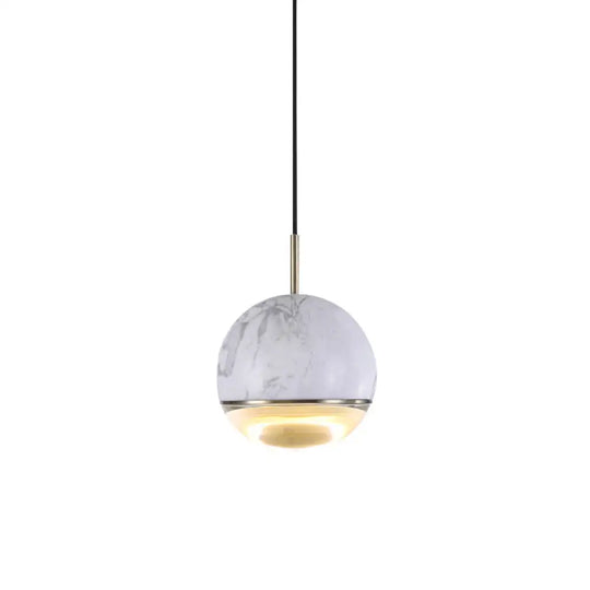 Marble Dome Pendant Light - Elegant Single-Bulb Suspension For Dining Room White / 4’