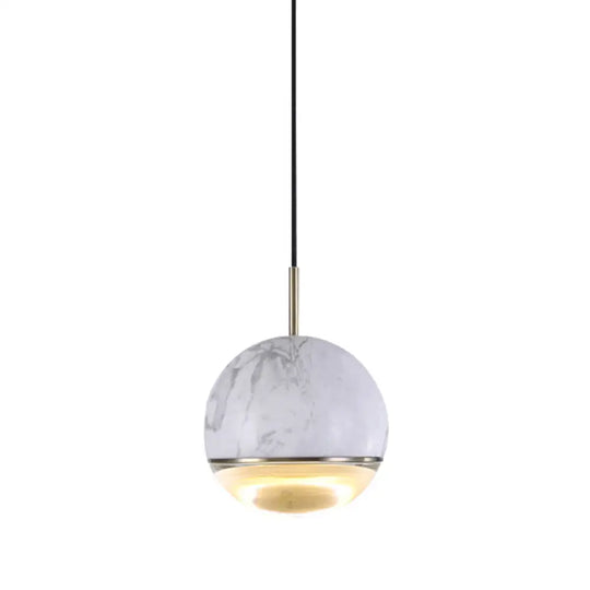 Marble Dome Pendant Light - Elegant Single-Bulb Suspension For Dining Room White / 6’