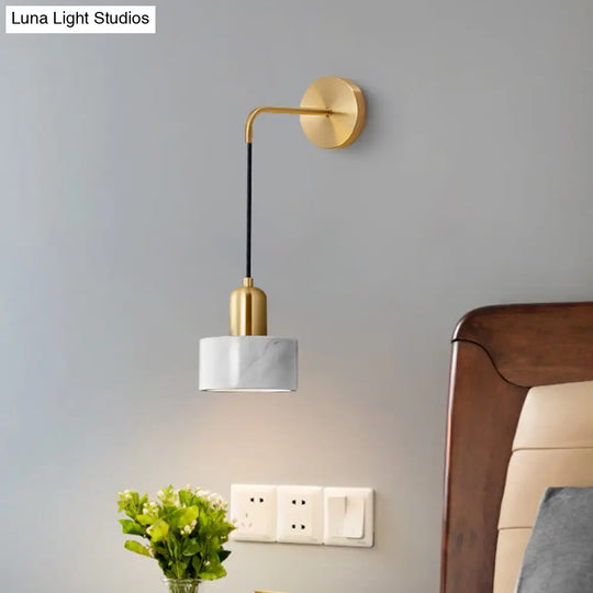 Marble Led Wall Light - Simplicity In Drum Shape