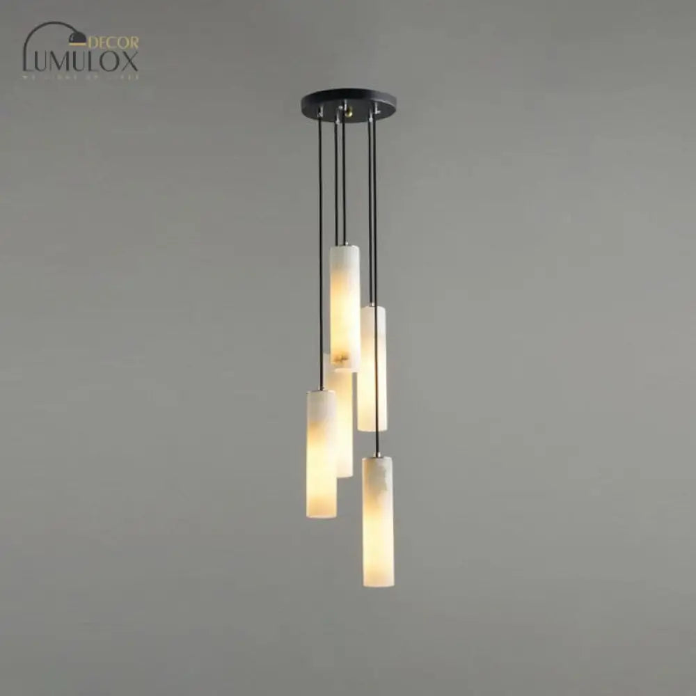 Marble Tubular Minimalistic Hanging Ceiling Light In White 5 / Pendant Lighting