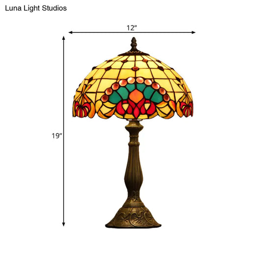 Marfark - Bronze Table Lamp: Baroque Rooster Tiffany Glass Night Stand Light