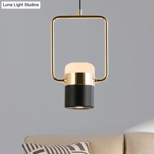 Margaret - Modern Black/White Cylinder Pendant Lamp Led Steel And Glass Hanging Lighting With