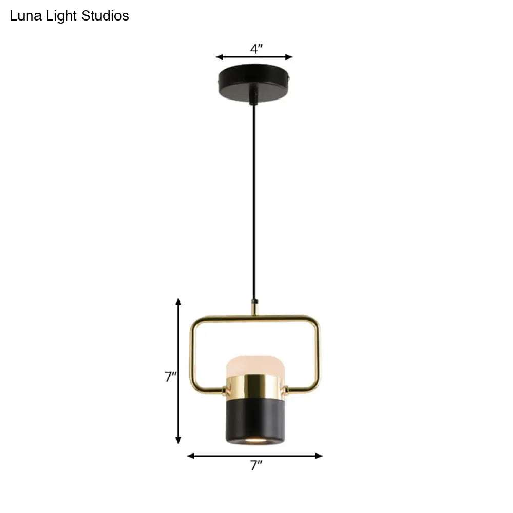 Margaret - Modern Black/White Cylinder Pendant Lamp Led Steel And Glass Hanging Lighting With