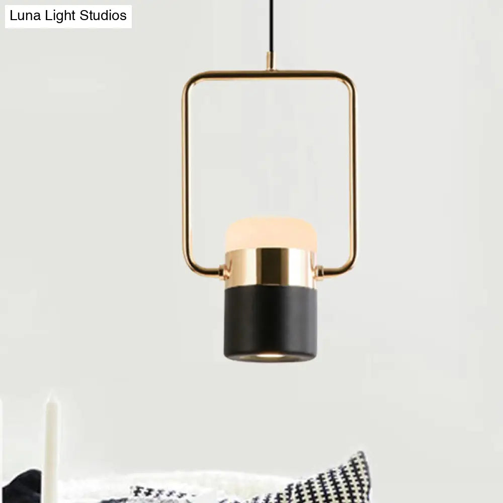 Margaret - Modern Black/White Cylinder Pendant Lamp Led Steel And Glass Hanging Lighting With