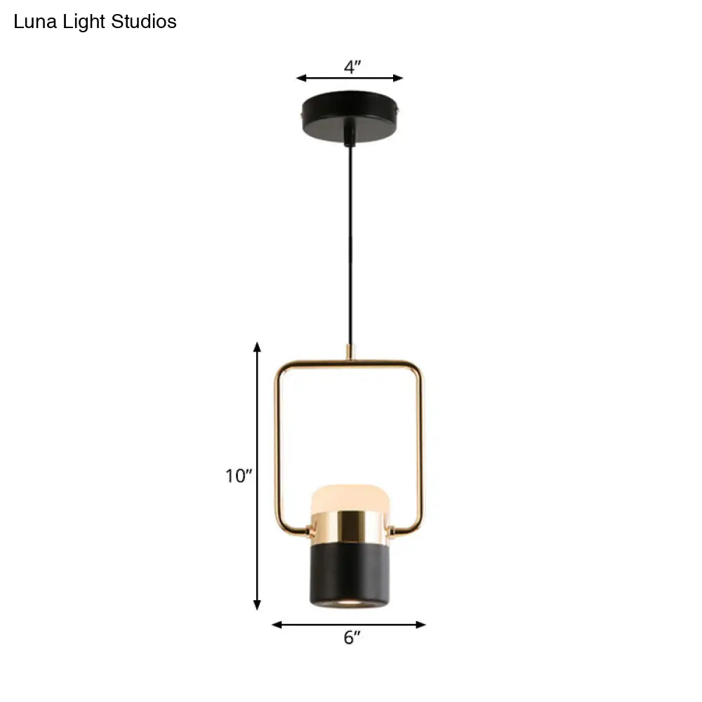 Margaret - Modern Black/White Cylinder Pendant Lamp Led Steel And Glass Hanging Lighting With