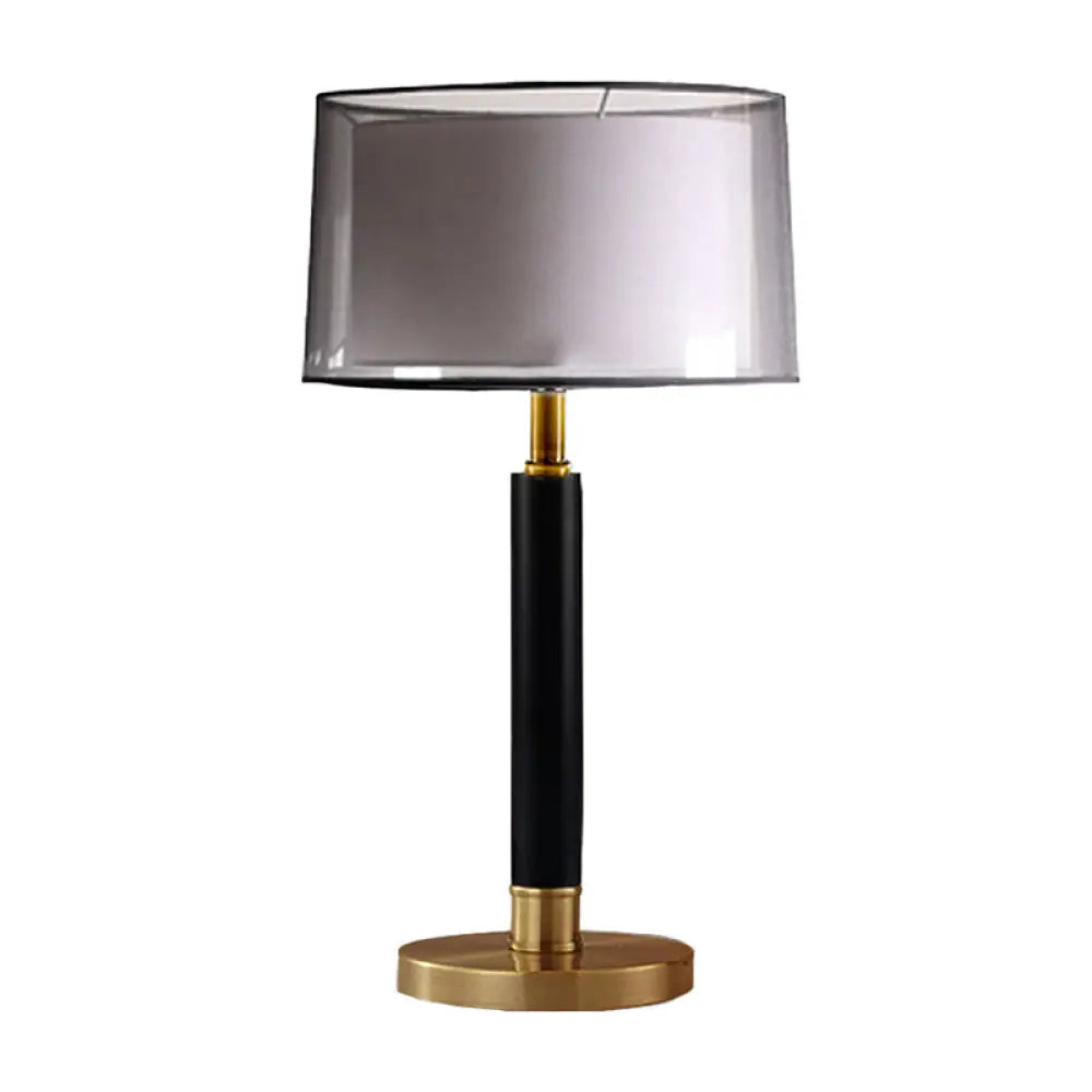 Maria - Double Drum Shade Night Light Modern Fabric 6-Bulb Living Room Table Lamp In Black