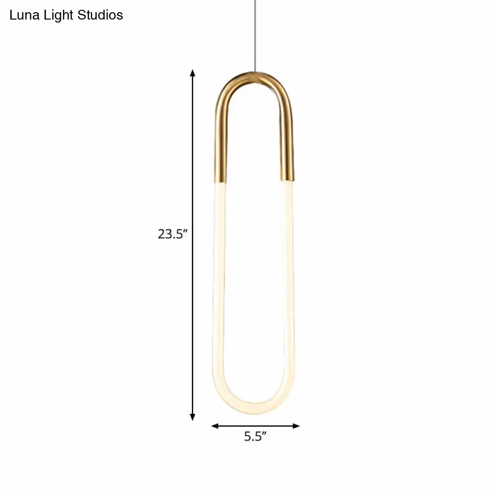 Maria - Oval Acrylic Drop Pendant Gold Hanging Ceiling Light