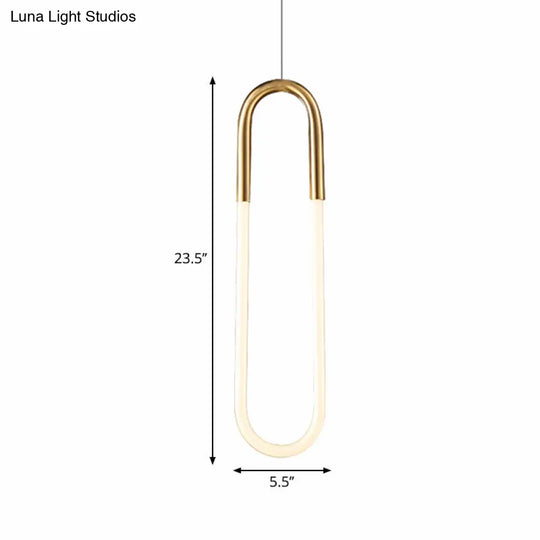 Maria - Oval Acrylic Drop Pendant Gold Hanging Ceiling Light