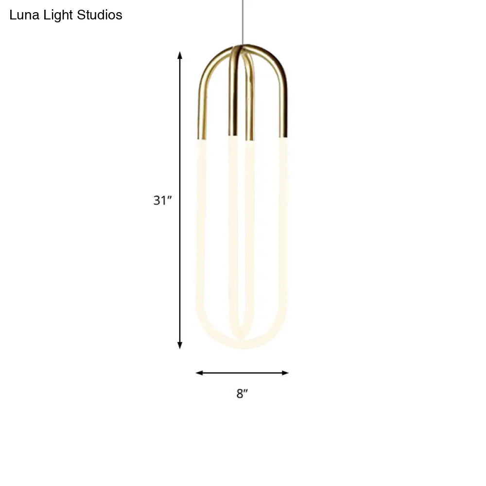 Maria - Oval Acrylic Drop Pendant Gold Hanging Ceiling Light