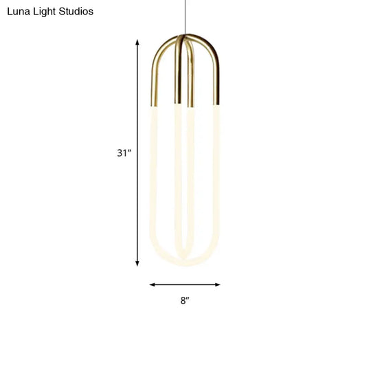 Maria - Oval Acrylic Drop Pendant Gold Hanging Ceiling Light