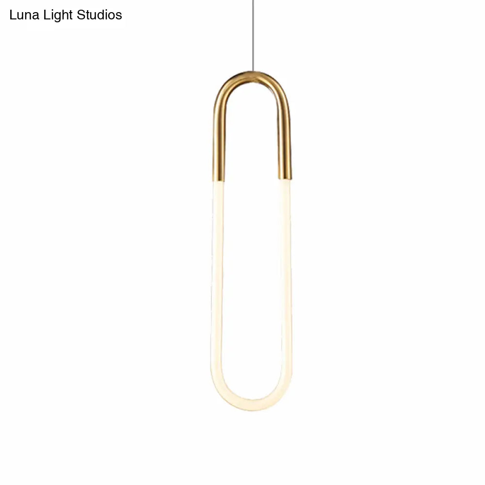 Maria - Oval Acrylic Drop Pendant Gold Hanging Ceiling Light