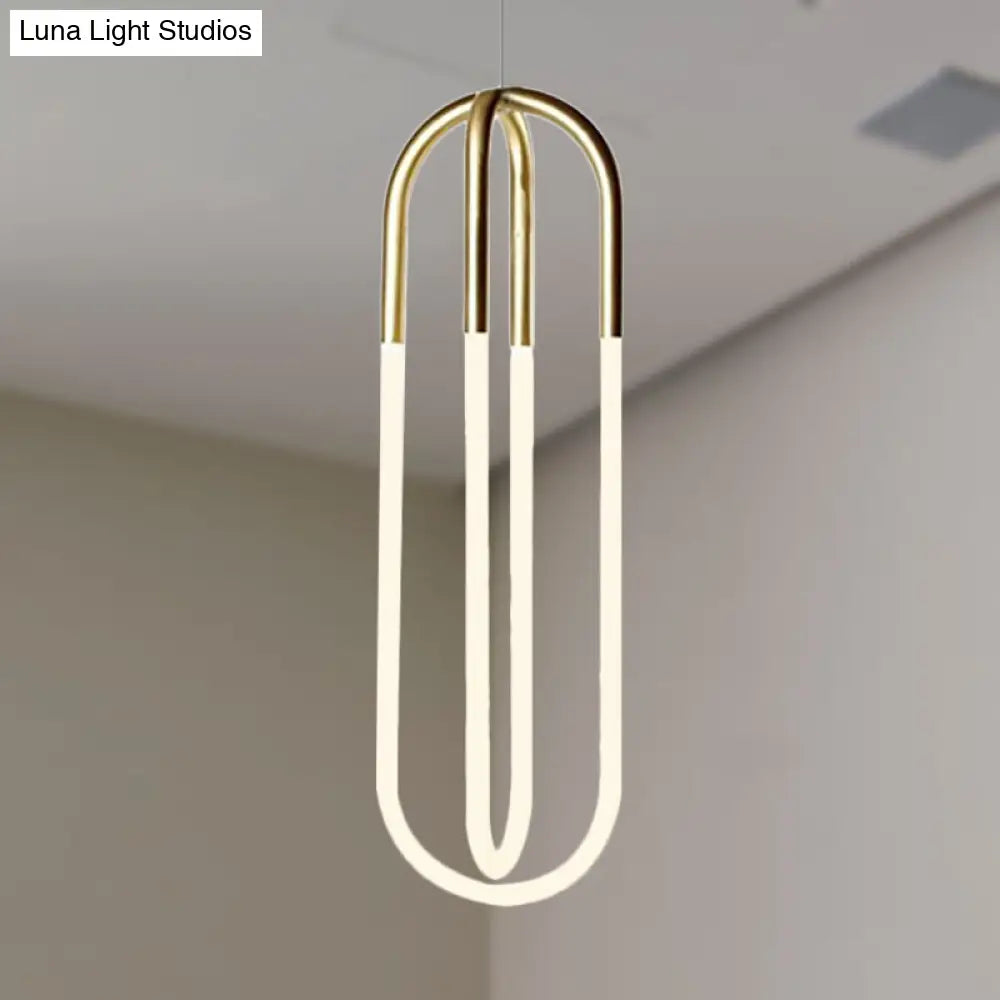 Maria - Oval Acrylic Drop Pendant Gold Hanging Ceiling Light