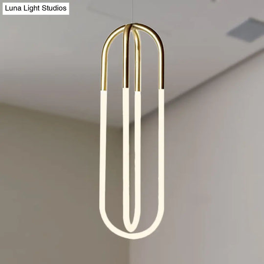 Maria - Oval Acrylic Drop Pendant Gold Hanging Ceiling Light