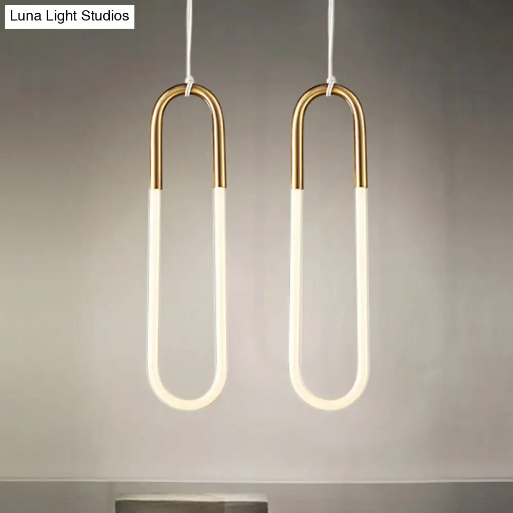 Maria - Oval Acrylic Drop Pendant Gold Hanging Ceiling Light 1 / Warm