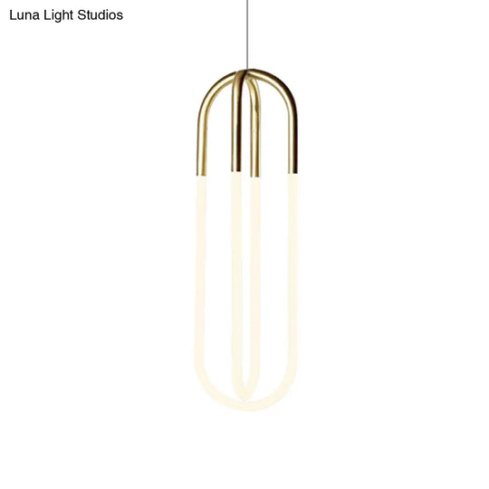 Maria - Oval Acrylic Drop Pendant Gold Hanging Ceiling Light