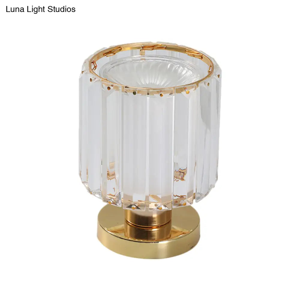 Mary - Modern Gold Finish Nightstand Lamp With Crystal Prisms Shade