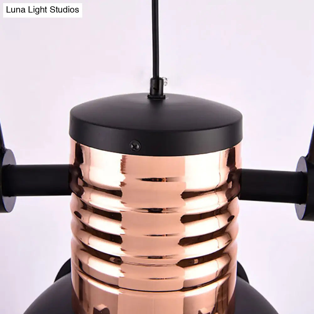 Matte Black Industrial Pendant Light With Dome Shade Glass Diffuser And Wire Cage - 1 Ceiling