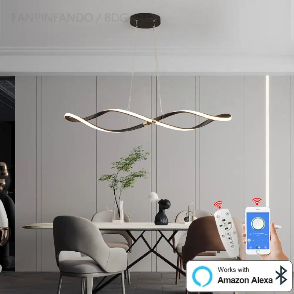 Matte Black Modern Led Chandelier For Restaurant Kitchen Island Hanging Lamps Living Room Bedroom