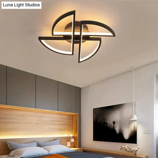 Matte Black Windmill Ceiling Lights Modern Led Lamp For Living Room Bedroom Study Children Fixtures