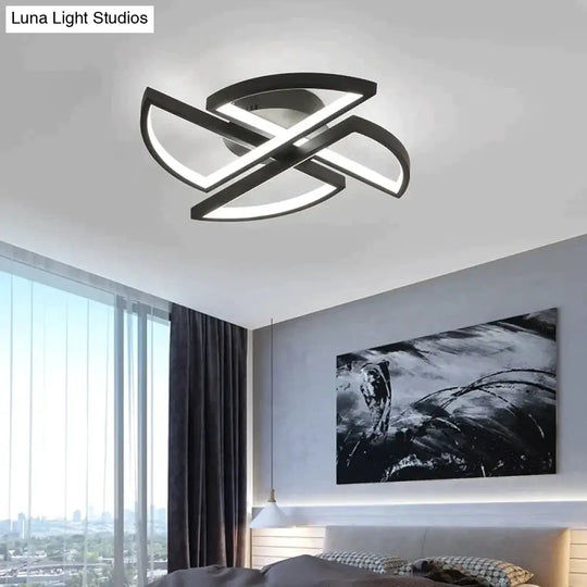 Matte Black Windmill Ceiling Lights Modern Led Lamp For Living Room Bedroom Study Children Fixtures