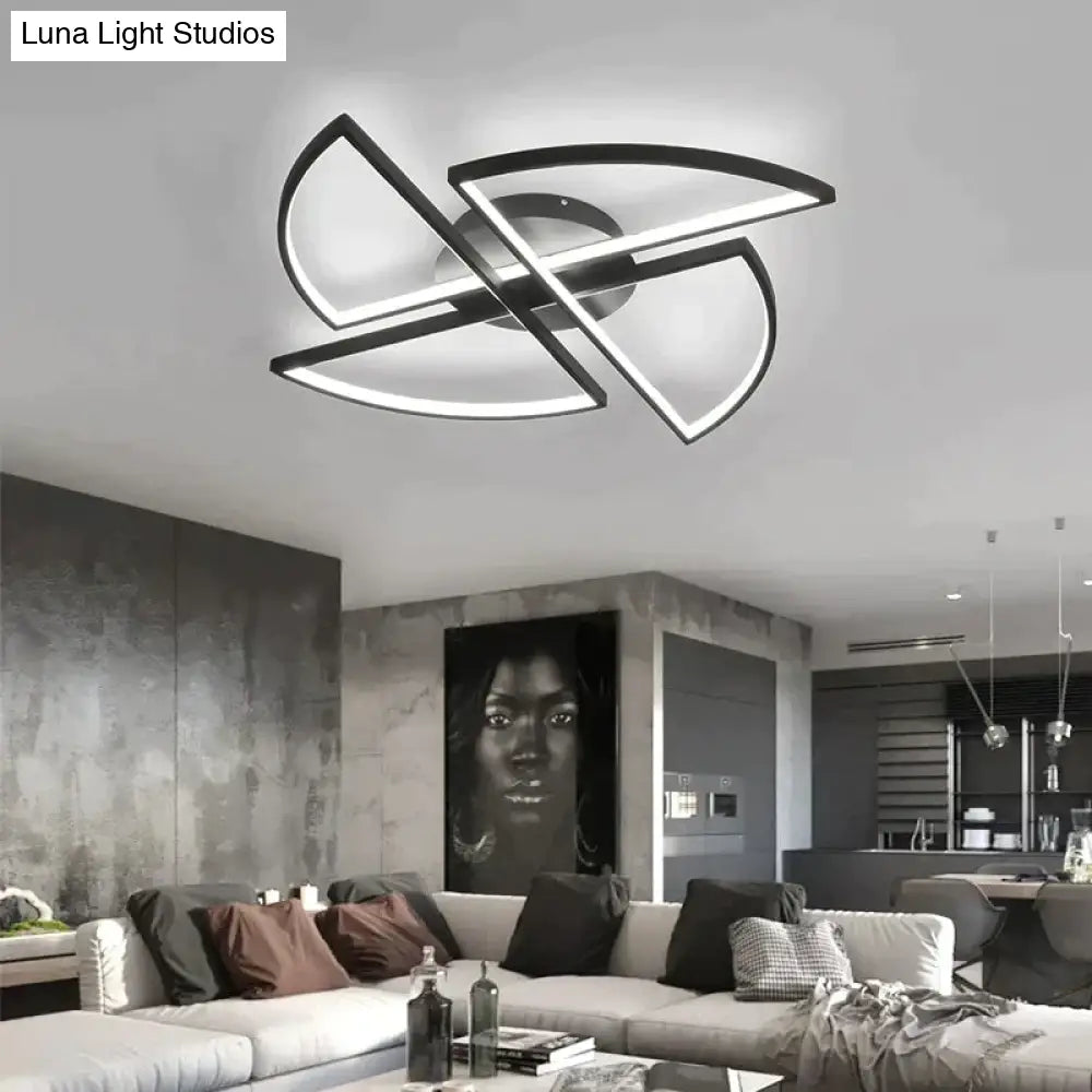 Matte Black Windmill Ceiling Lights Modern Led Lamp For Living Room Bedroom Study Children Fixtures