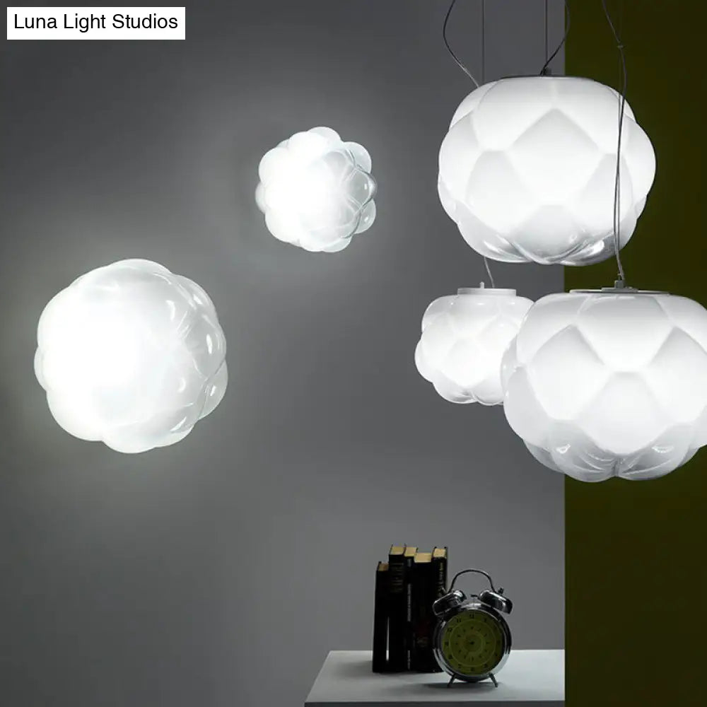 Matte Glass Hanging Light: Simplicity 1 Bulb White Pendant