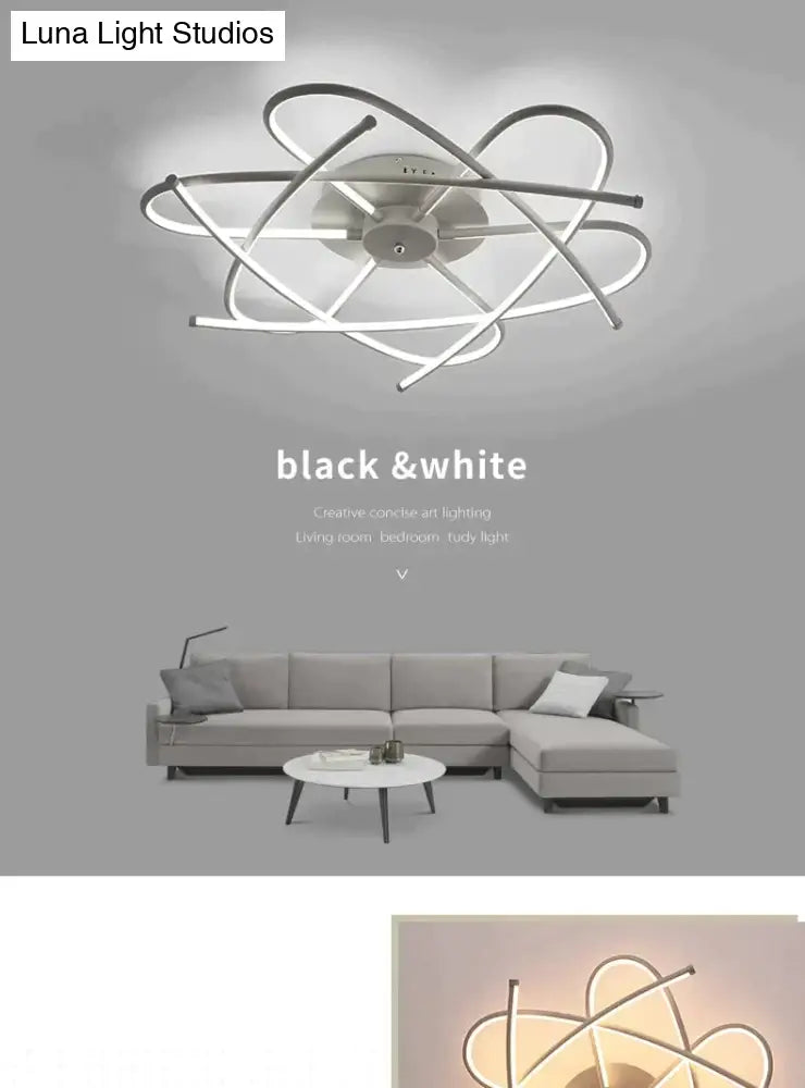 Matte Grey/Black Modern Led Ceiling Lights For Living Room Bedroom Study Rc Dimmable Lamp