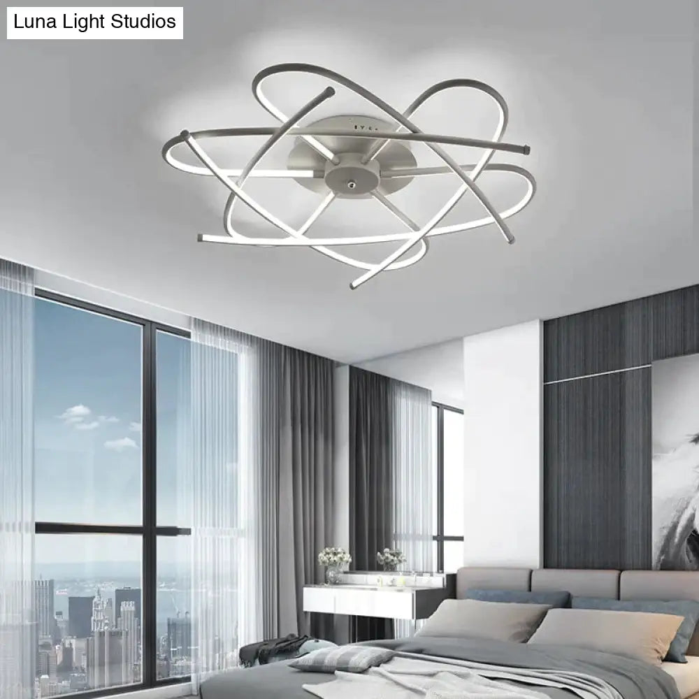 Matte Grey/Black Modern Led Ceiling Lights For Living Room Bedroom Study Rc Dimmable Lamp