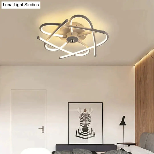 Matte Grey/Black Modern Led Ceiling Lights For Living Room Bedroom Study Rc Dimmable Lamp