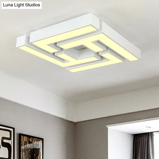 Maze Flush Mount Led Ceiling Lamp - Acrylic Shade White Warm/White Light