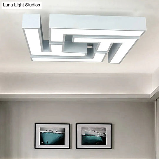 Maze Flush Mount Led Ceiling Lamp - Acrylic Shade White Warm/White Light /