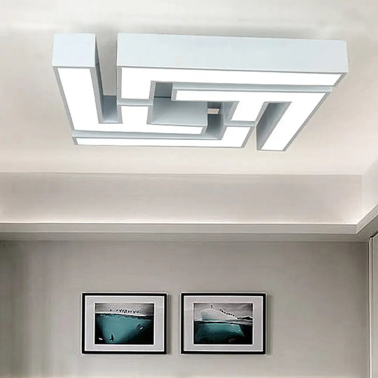 Maze Flush Mount Led Ceiling Lamp - Acrylic Shade White Warm/White Light /