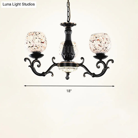 Mediterranean Arched Stained Glass Pendant Chandelier - 4/6/9 Lights Black Finish