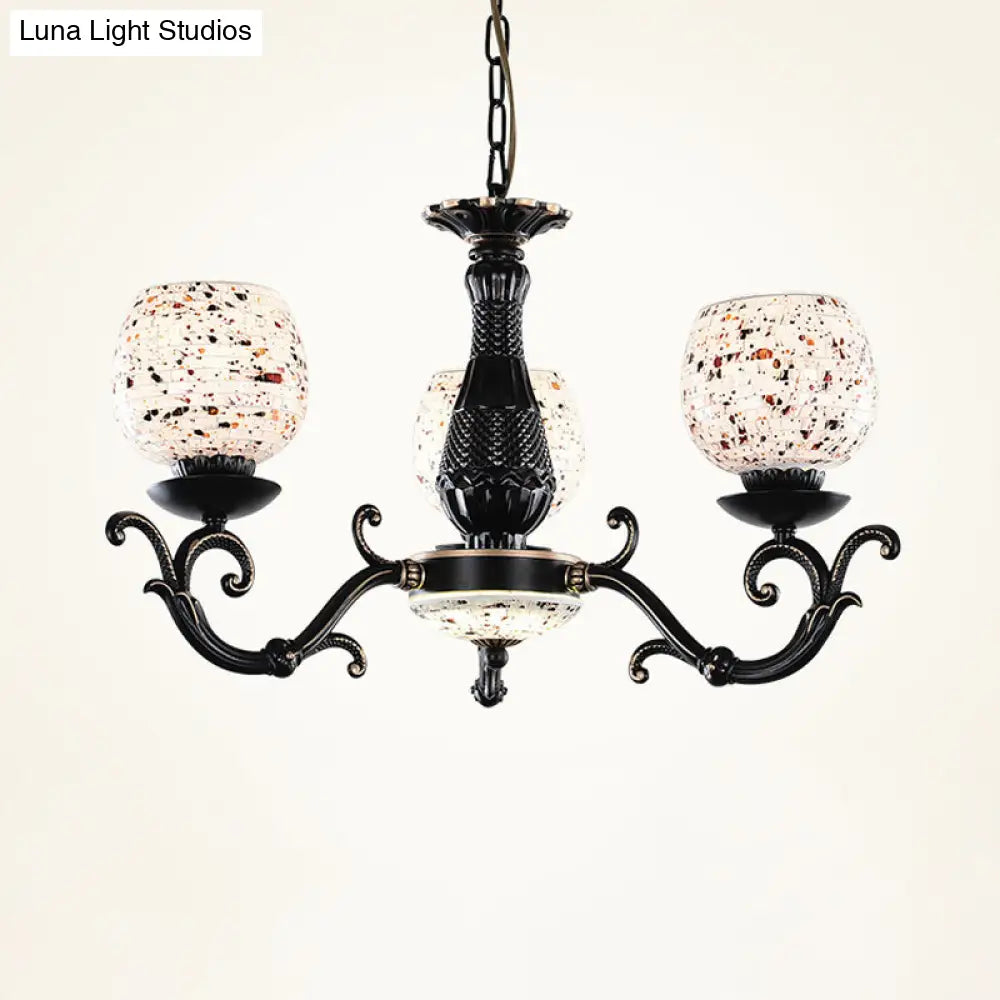 Mediterranean Arched Stained Glass Pendant Chandelier 4/6/9 Lights Black Ceiling Light 4 /