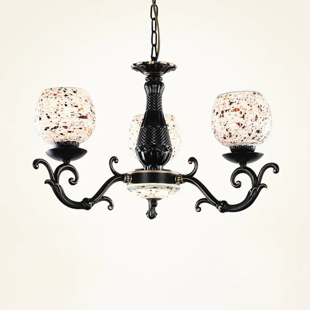 Mediterranean Arched Stained Glass Pendant Chandelier - 4/6/9 Lights Black Finish 4 /